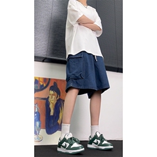 美式复古七分工装牛仔短裤日系cityboy廓形大码oversize，男装牛仔裤，星座310A-4