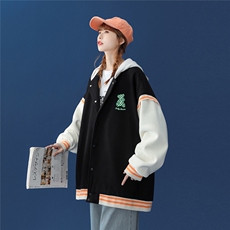 中性风2022秋季新款拼接小熊印花棒球服夹克外套-G101p75控98，男装夹克，A247A