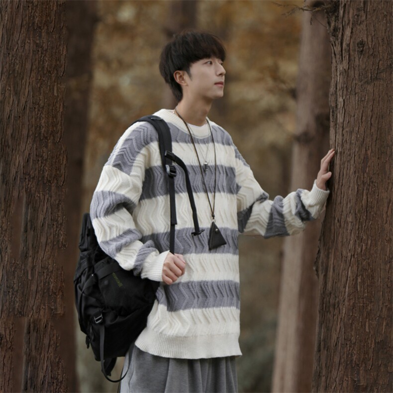 cityboy！条纹毛衣男士加厚麻花线衣男针织衫男XH03-P60,男装针织衫/毛衣,电商B367