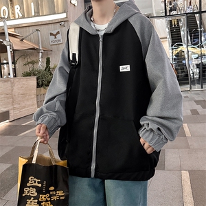 美式复古连帽夹克外套男春秋季潮牌宽松休闲开衫卫衣 W7796-P55图片