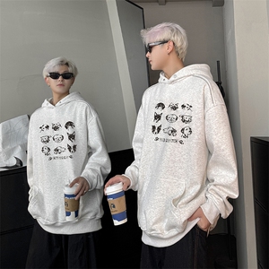 现货WY627-P45卡通克重磅连帽加绒卫衣男美式高街潮牌外套d图片