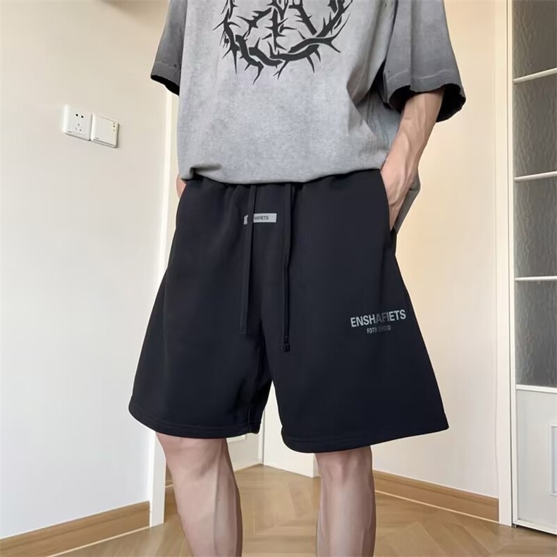 夏季新款美式短裤男潮牌薄款设计感小众宽松大码运动休闲五分裤子,男装牛仔裤,四季星座505