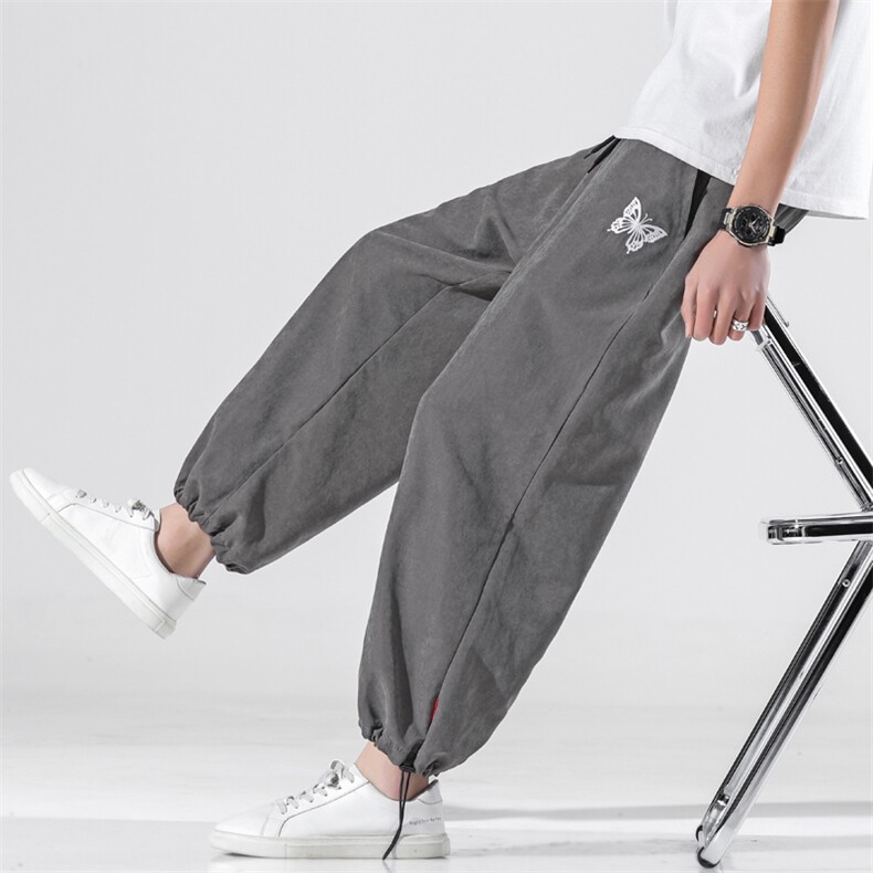 K293P35无影墙2024春夏季新款蝴蝶刺绣百搭大码青年休闲九分裤男，男装休闲裤，电商A026