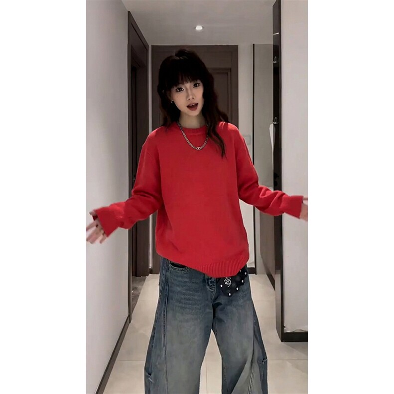 重磅秋冬男女纯色打底针织衫圆领套头半高领毛衣美式复古休闲上衣,男装T恤,电商A486