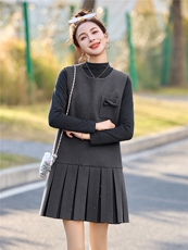 时尚气质百褶裙套装女2026年春新款优雅大气亮片背心连衣裙二件套，女装套装/套裙，流量+