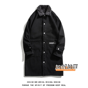 JK648J-p98-限价138M-5XL 白底羊羔毛牛仔风衣棉衣大码CITYBOY图片
