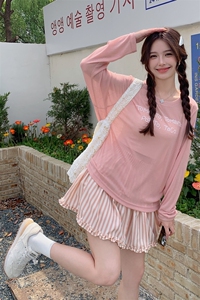 现货：夏装新款字母印花上衣条纹短裙两件套装2C135-8815P135K208图片