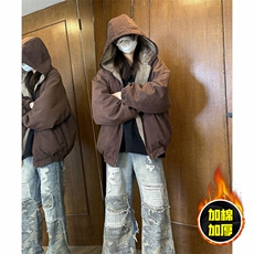 两面穿现货重磅短款座山雕棉衣男女双面穿毛毛绒棉服加厚外套，男装棉衣，电商A443
