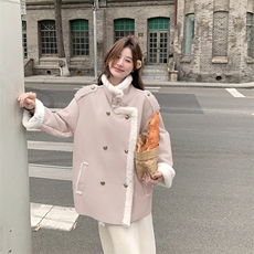 新款蓝色皮毛一体加厚外套7682-P235-K328，女装皮草，2C159
