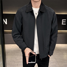 店主风皮夹克男2025秋款灯芯绒拼接翻领皮衣外套男B317/813/P145，男装皮衣，电商B317