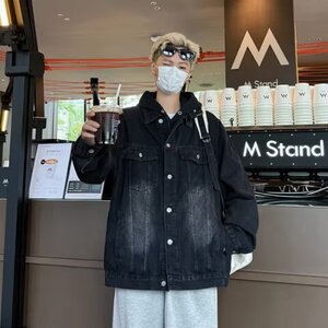 复古做旧水洗牛仔外套男女春季美式高街宽松潮流百搭情侣夹克上衣图片