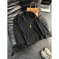 自家图高质量绣花装饰长袖T恤黑色白色M到3XLXZ212-QWT321-P47，男装T恤，星座212