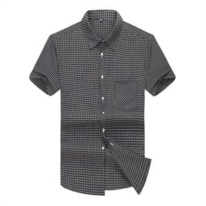 夏装新款加肥加大码男式短袖衬衫格子休闲衬衣XL-7XL 19C01图片