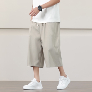 夏季七分裤男潮日系直筒宽松哈伦沙滩裤风休闲工装裤AK31P40图片