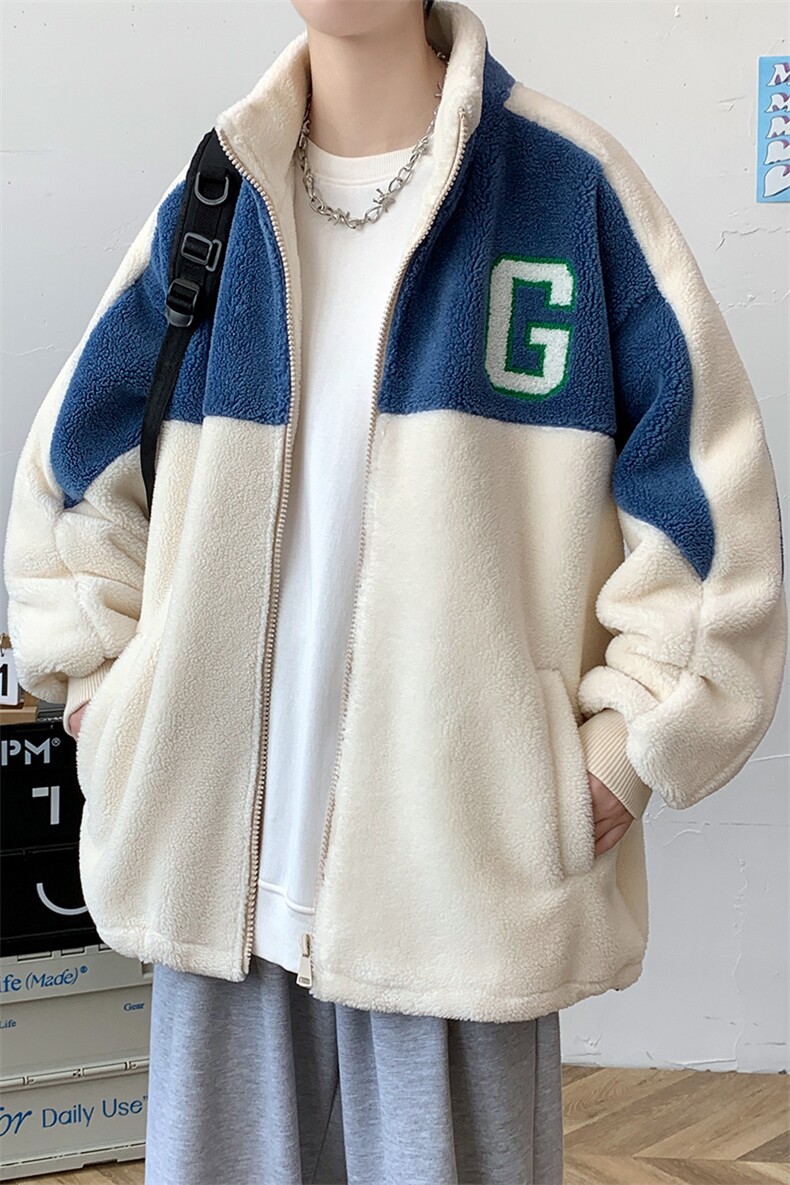 冬款青少年加绒加厚拼接棉衣羊羔绒立领外套男女923-P110控价158,男装棉衣,电商A441-1