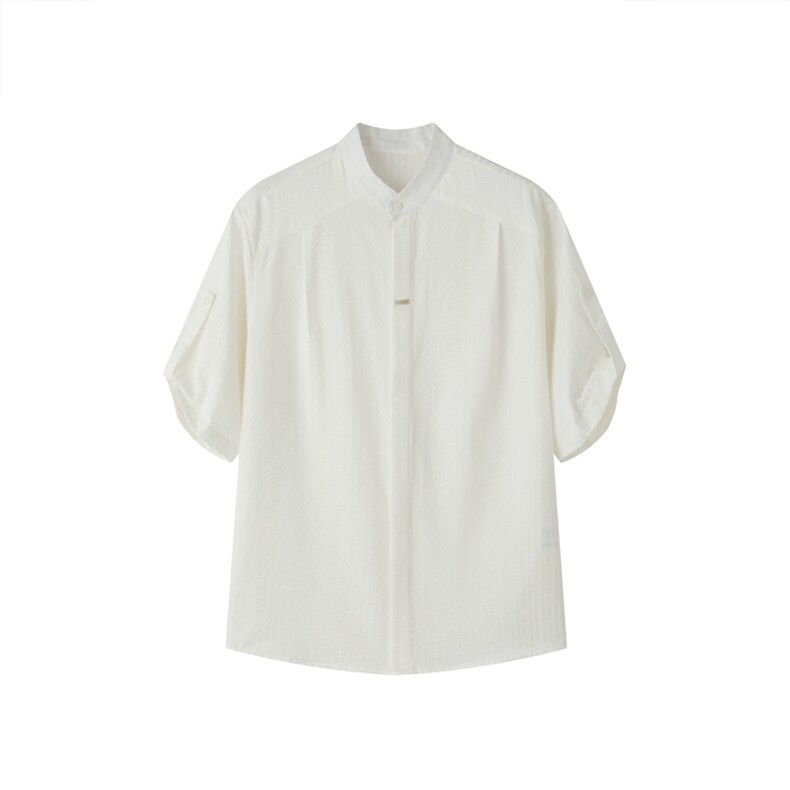 夏男立领条纹衬衫男休闲修身休闲衬衣轻熟风A236-82550-P60,男装衬衫,电商A236