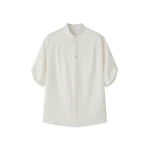 夏男立领条纹衬衫男休闲修身休闲衬衣轻熟风A236-82550-P60图片