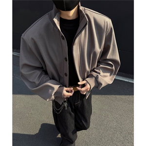 主推 美式高街立领棒球服飞行垫肩夹克短款外套男 D401 特P75图片