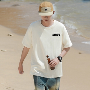 T1987夏季休闲圆领大码多色印花T恤衫男女班服团队服纯棉TEE图片