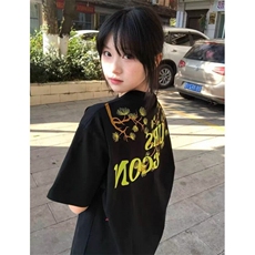 高街花卉连肩刺绣短袖t恤男女2025夏季新款宽松小众上衣潮TAC75，男装T恤，星座1116A（原606A-3）