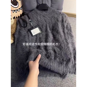 现货 冬季潮牌水貂毛慵懒风针织衫情侣保暖宽松毛衣外套L8882-p50图片