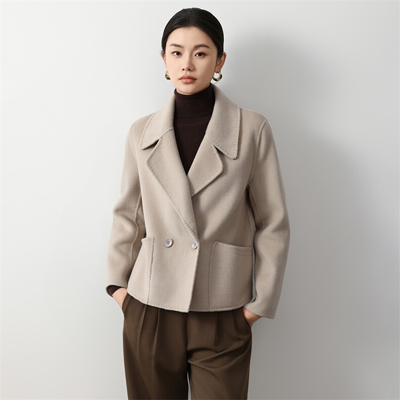 短款气质双面羊毛大衣女2024秋冬新款双面呢大衣,女装双面呢大衣,众策羊绒