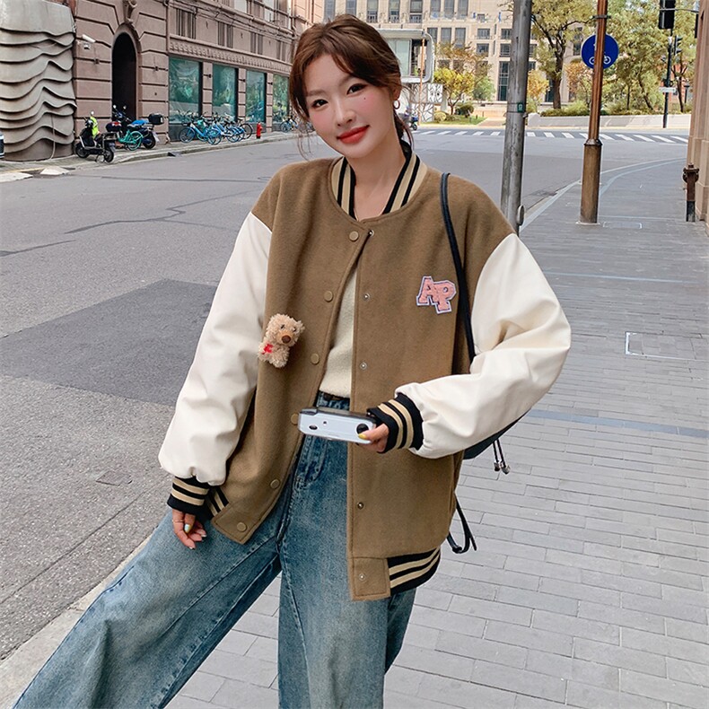 港风复古设计感棒球服外套女春秋2025年新款学院风小个子减龄上衣,女装短外套,天使之佳话