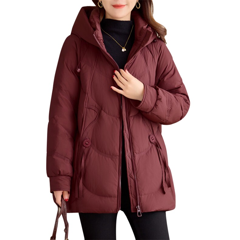 2024冬新品时尚休闲显瘦保暖连帽羽绒服90白鸭绒,女装羽绒服,余墨