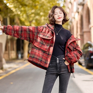 水衣源853款格子毛呢羽绒服女（同时有夹棉棉服）图片