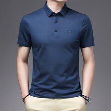 夏季棉质短袖T恤薄款男士纯色半袖翻领polo衫青年商务休闲体恤衫图片
