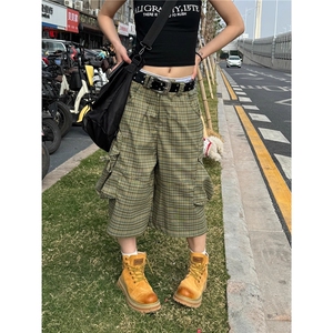 大口袋工装七分裤男女2025夏季新款宽松美式潮牌阔腿裤A9014-P48