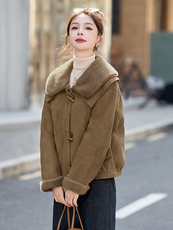 2025年冬季羊羔毛潮休闲新款短款外套，女装羊羔毛/颗粒绒，琦鑫阁（原依鑫阁）