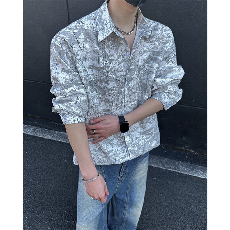 美式高街宽松衬衫潮流休闲上衣A086-CS2206-P40，男装衬衫，电商基地A086