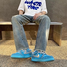 欧美hiphop裤子ins潮牌宽松直筒复古高街做旧破洞牛仔N7228P40，男装牛仔裤，星座1116-2