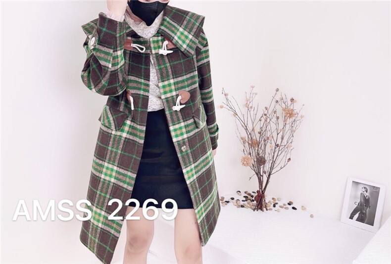 格子呢料长款外套,女装其它,AMSS 艾玛莎莎