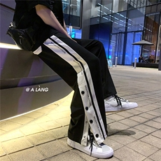 【现货】XZ612-K92-P55-68春夏薄款字母排扣开衩运动休闲裤，男装休闲裤，星座612