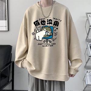 麂皮绒卫衣男大码重磅长袖t恤男 JW81403-P35图片