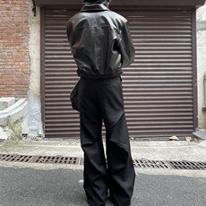 垂感西裤男秋季加绒加厚宽松百搭伞兵休闲裤高级感黑色阔腿拖地裤，男装西裤，四季星座505