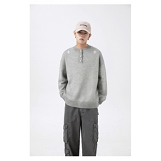 1506/QMY050/P52秋冬季潮牌亨利领刺绣毛衣，男装针织衫/毛衣，星座1506