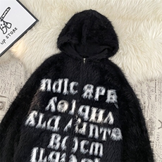 美式复古高街破洞连帽针织衫毛衣外套宽松百搭情侣字母拉链款，男装针织衫/毛衣，星座410-7