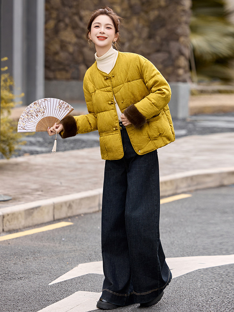 2025年冬季新款90白鸭绒新中式羽绒服外套,女装羽绒服,橙子家