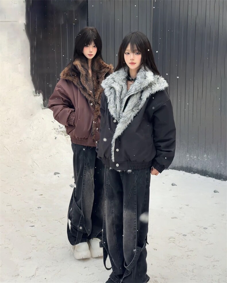 网图25双重翻领毛领座山雕夹克外套男女加厚棉服外套mj1116-p138,男装夹克,电商B288