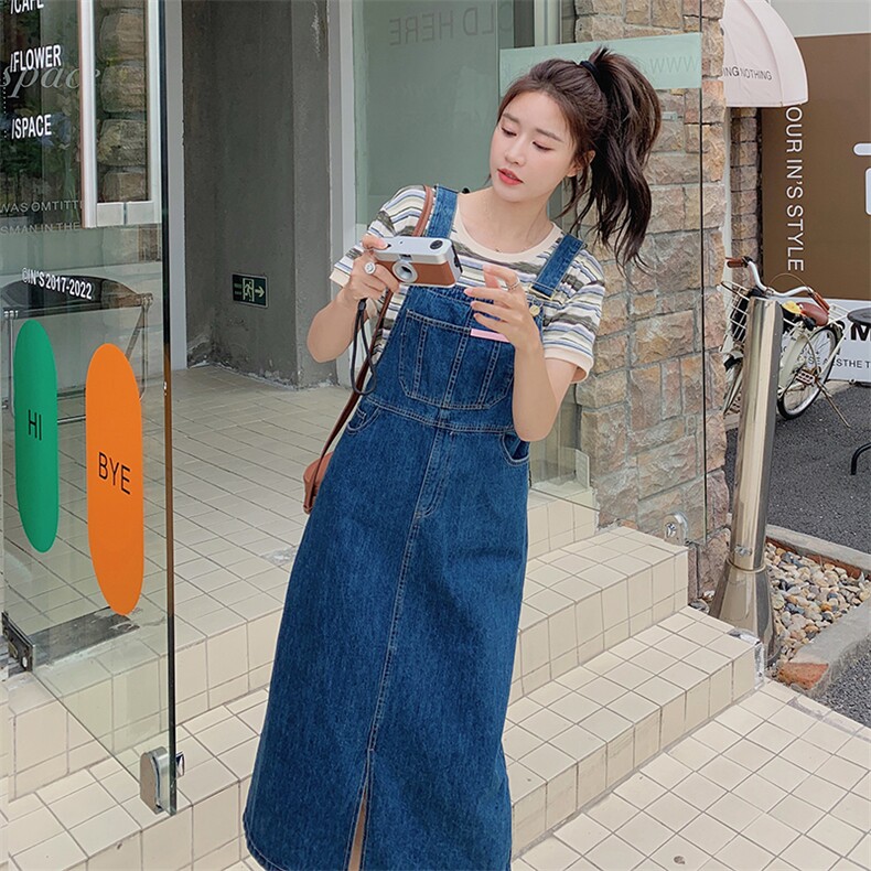 牛仔背带裙套装女2023年夏季新款设计小众小个子连衣裙两件套女,女装套装/套裙,辉之琳