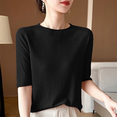 套头纯色2024年秋季时尚休闲显瘦套头针织衫，女装羊毛衫，庆大羊绒