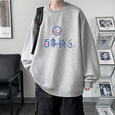 圆领卫衣男大码加厚加绒长袖t恤男S6183-P28加绒款-P33，男装卫衣，电商A040