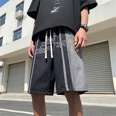 刺绣拼色高街牛仔裤X3052-TP40控价58夏季宽松百搭休闲五分裤男，男装休闲裤，电商A102-1