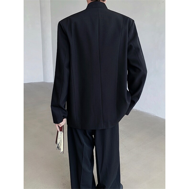 新中式立领盘扣西装外套男复古痞帅中山装垫肩西服XF427P115,男装西服,星座512-1（原513-3）
