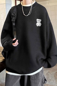 控78 假两件毛衣男大码加绒针织衫男毛线衣M80292-P55 加绒P70图片