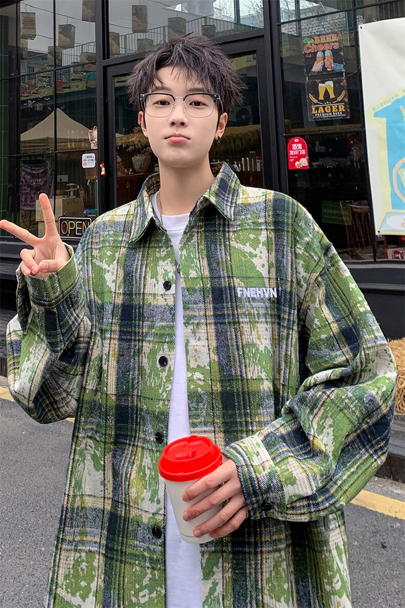衬衫男春季新款港风宽松大码扎染长袖衬衣CS3098-特P30,男装衬衫,星座214-3