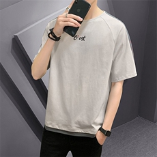 短袖t恤男2021新款夏季时尚字母刺绣纯棉体恤衣服男DS735TP25，男装T恤，电商A102